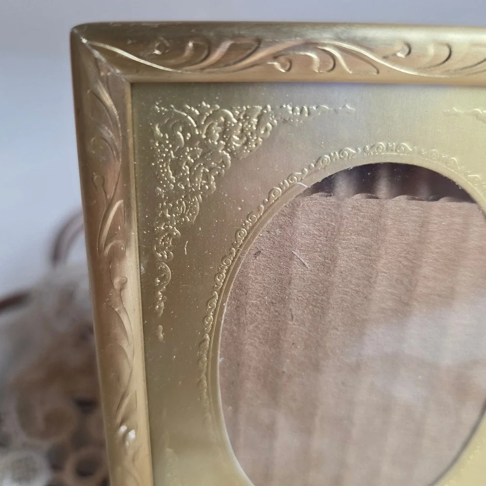 Vintage Gold Filigree Double Oval Picture Frame Ornate Hollywood Regency Decor